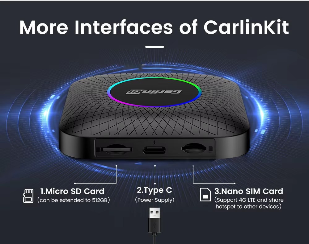Kowankit Wireless Carplay Android Auto AI Box, Plug & Play Fits Cars,3in1 QCM6225 Chip 8 + 128 GB Android 12 Car Play Adapter, USB-Powered, No Delay, 