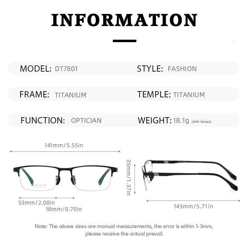 2025 Glasses Frame Men Retro Designer Titanium Eyeglasses DT7801 Vintage Brand Computer Women Fashion Eyewear spectacle