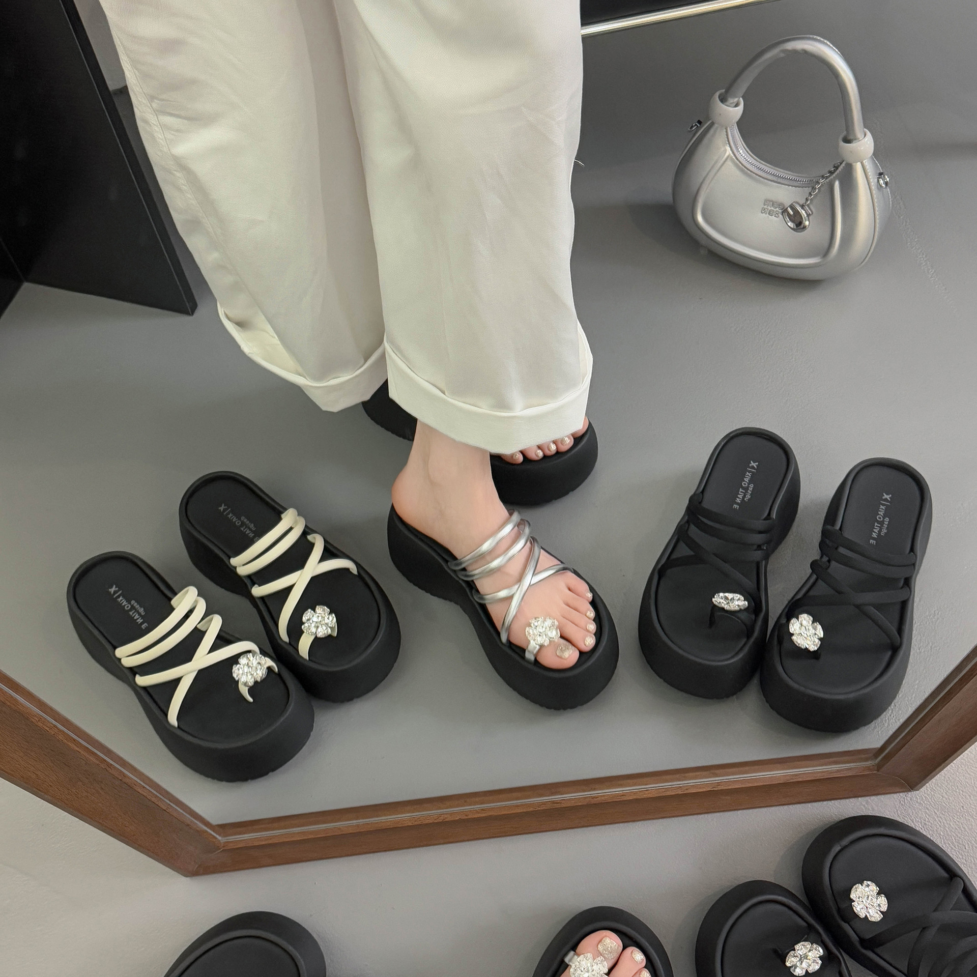 Ddmysports Fairy Style Beach Thick Sole One Strap Sandals For Women Outdoor Wear New Small Size Height Increasing High End Summer Outdoor Shoes