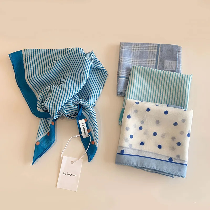 Blue Womens Spring Summer Style Versatile Breathable Square Scarf Headband Trendy Triangle Scarf Fashionable Hair Accessory 250723