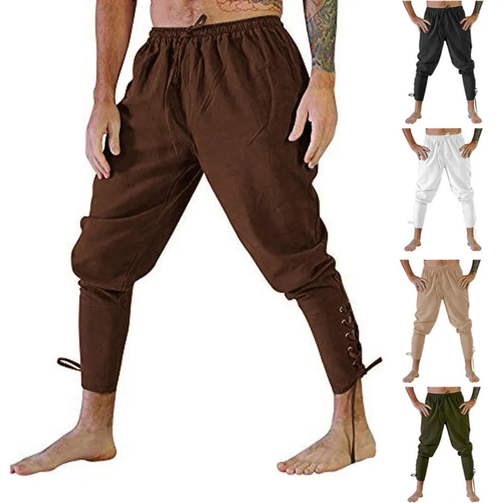 Pirate Pant Viking Costume for Men Renaissance Medieval Pants Drawstring Shorts Halloween Adult Cosplay 250725