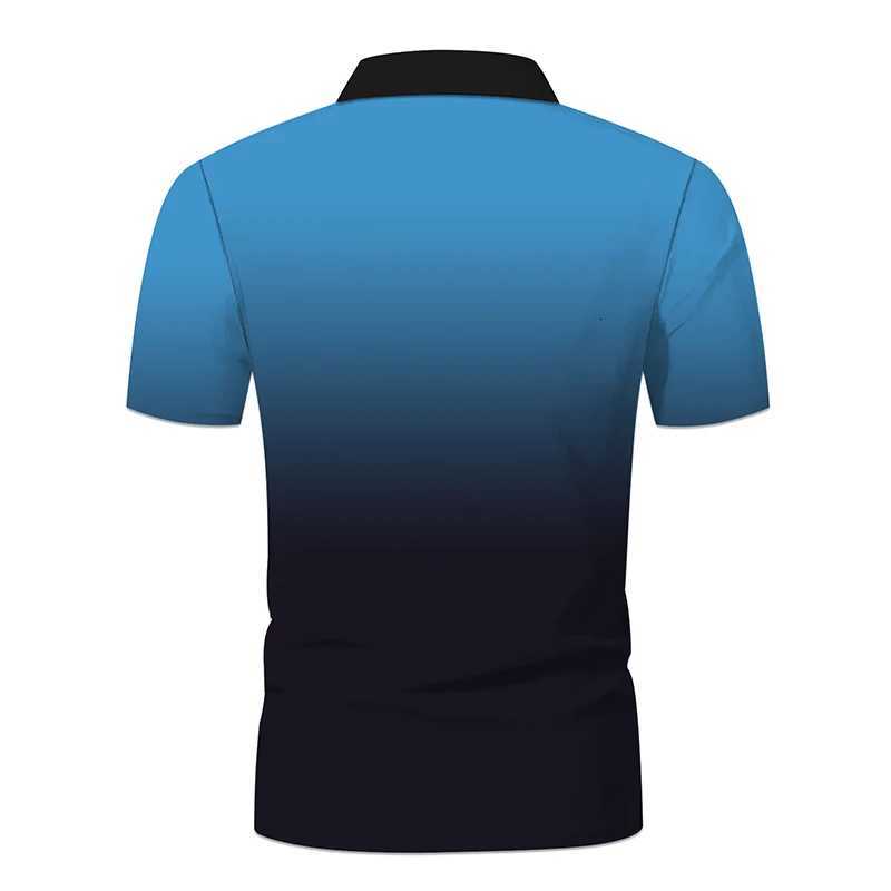 Men Clothes Summer Slim Fit Short Sleeve Fashion Gradient Color Lapel Polo Shirt Men Fashion Golf Zipper Tops Comfortable Polo XJ250725