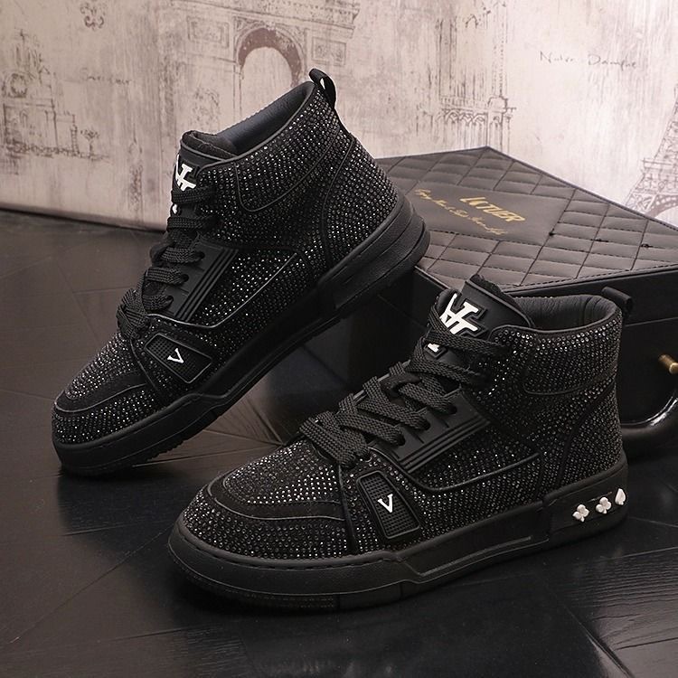 Designer Shoes Europe Station New men's shoes trendy brand High-end rhinestone casual shoes Niche board shoes fashionable and individual shoes fr