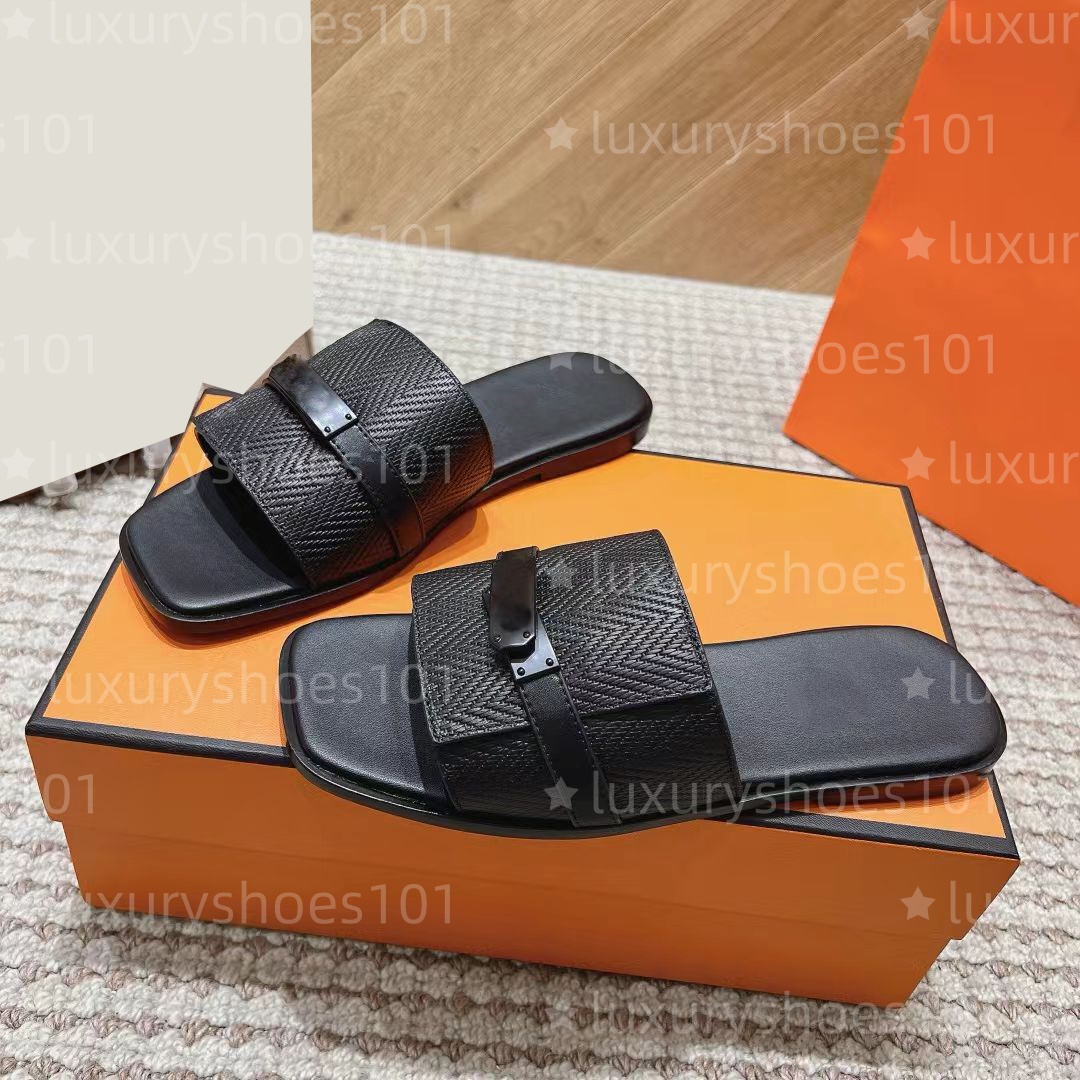 Designer Slippers Men Flat Fashion Shoes Gabriel Sandals Classic Men Uni Leather Shoes