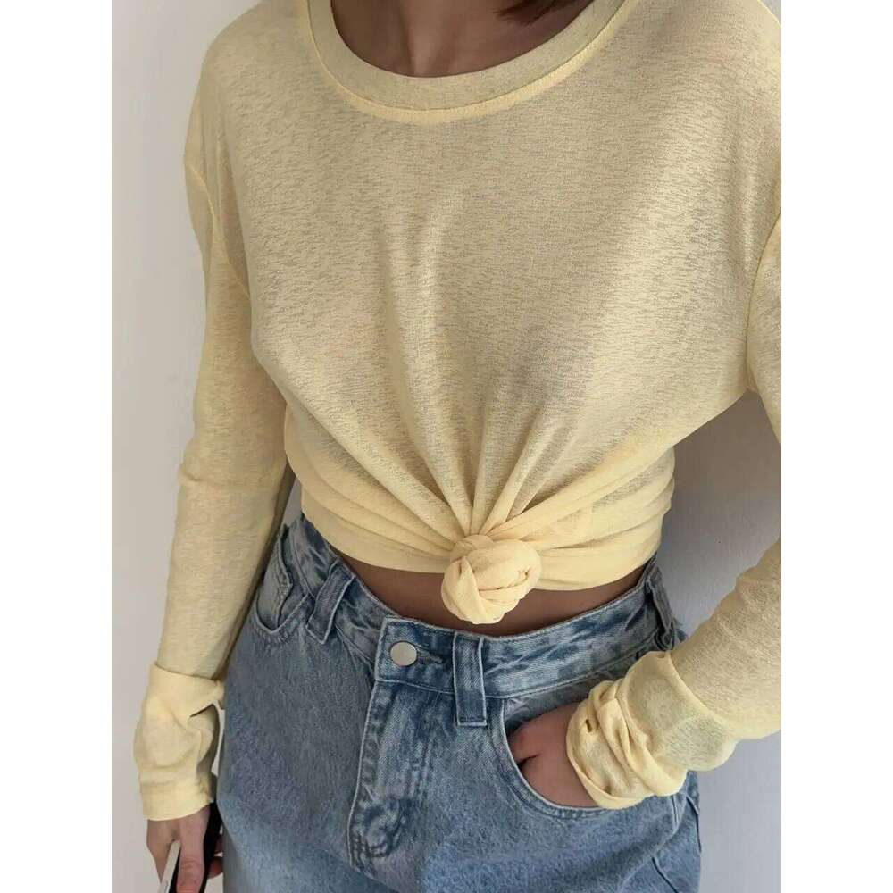 Designer Clothing 2025 Hirsionsan 2025 Basic Soft T Shirts Women Summer Autumn Long Sleeves Loose Bottom Tees Ladies Casual Knitted Soft Woman Tops