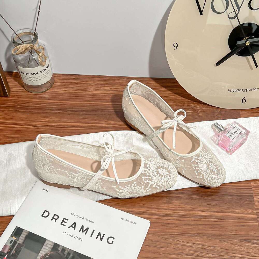 Summer New Flat Women 2025 Elegant Ballet Style Mesh Women's for Outdoor Wear High-end Soft Sole Casual Shoes