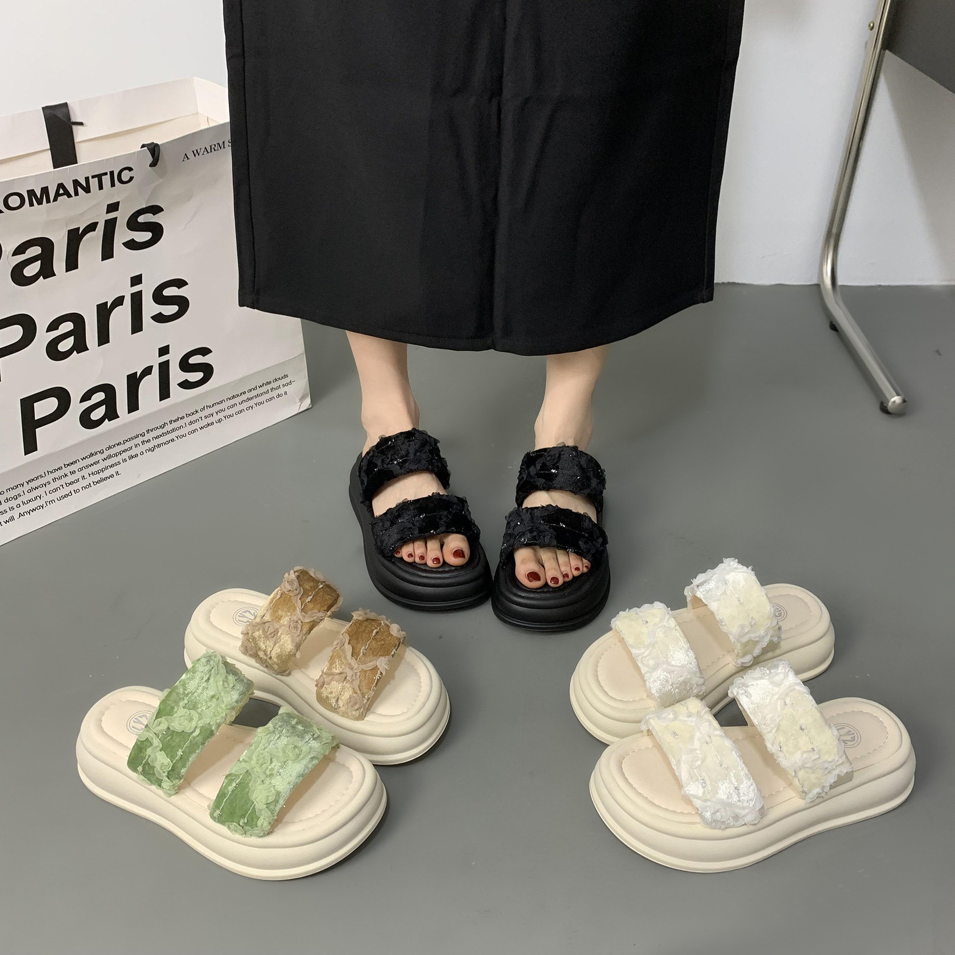 Ddmysports Stunning Fairy Style For Women Summer Outdoor New Thick Sole Height Increasing Non Slip Dress Sandals Beach Slippers Outdoor Shoes