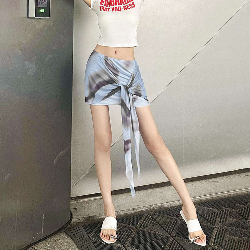 2025 Summer New Sexy Pure Desire Style Slim Fit High Waist Versatile Ribbon Half Skirt Women's Fashion 447