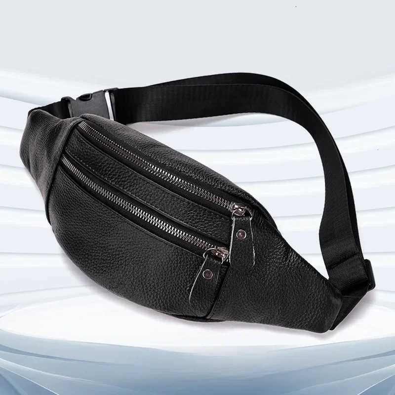Real Leather Waist Bag Top Layer Cowhide Mens Multifunctional Crossbody Bag Sports Fi Phe Bag Y250724