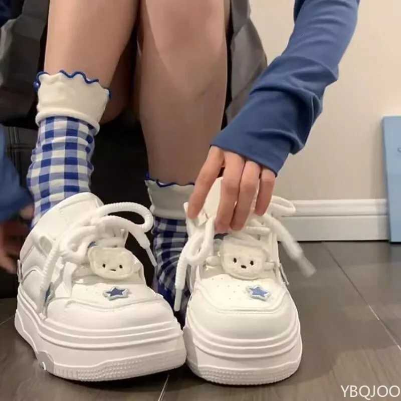 Women Fiable Versatile Platform Sneakers White Frt Tie Spring Casual Comfort Footwear Women Minimalist Breathable Flats XJ250725