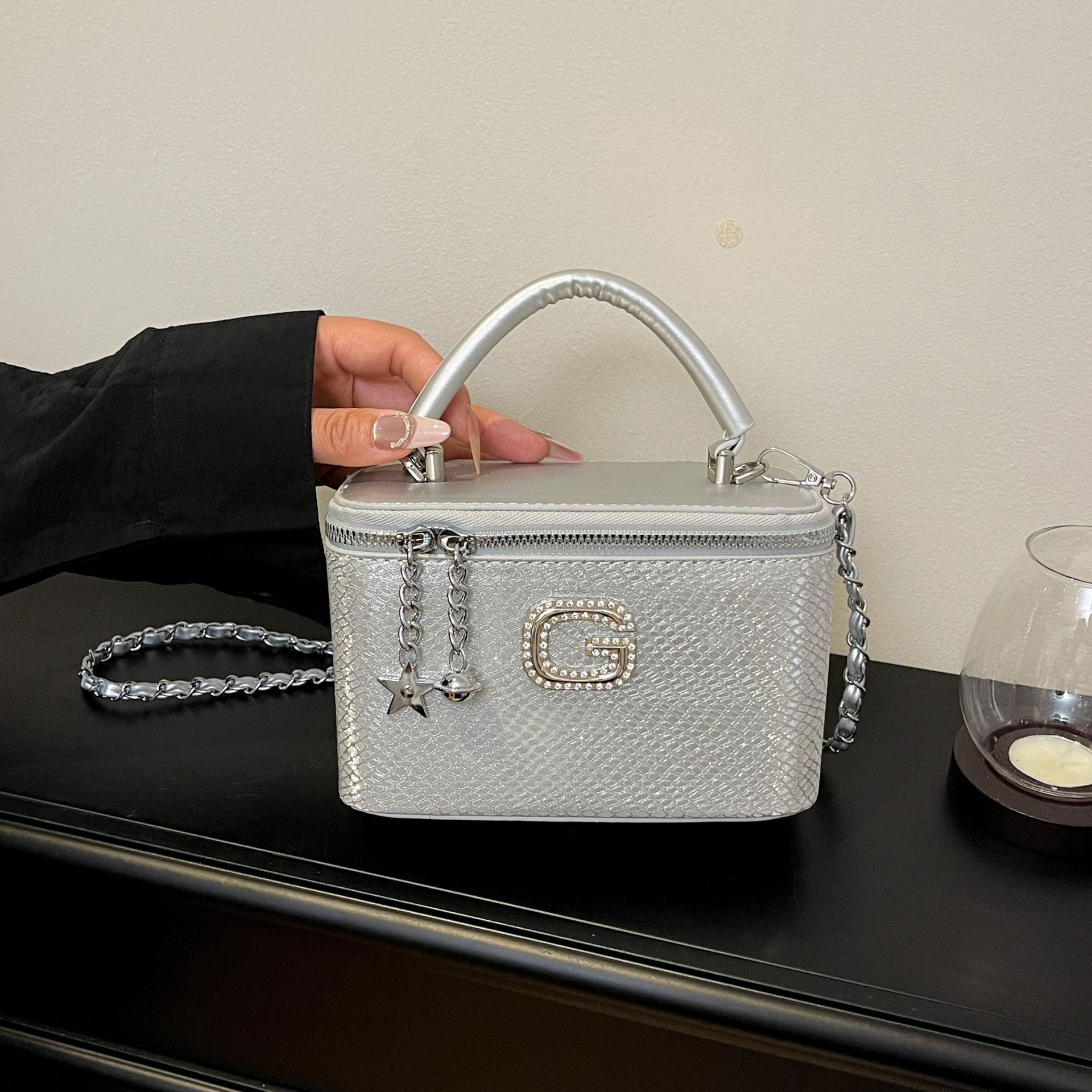 Luxury Brand Designer Bag Trendy Printed Small Square Bag Commuting Snake Skin Pattern Bags Versatile Chain Box Bag Chain Shoulder Crossbody Bag