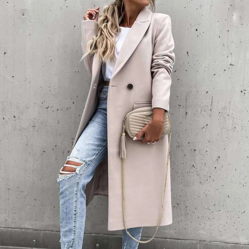 Designer Clothing Autumn Winter Coat For Women Clothes Torch Jacket Single Breasted Solid Color Women's Slim Long Windbreaker Woolen Coat Fashion