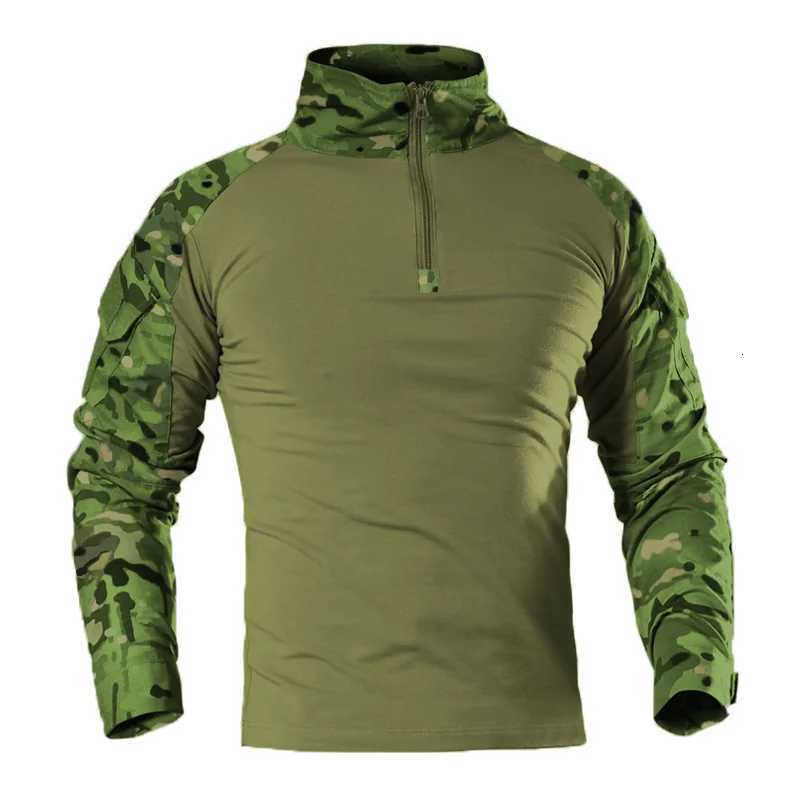Outdoor Tactical Hiking T-Shirts Men Combat Military Army CP Camouflage Long Sleeve Hunting Climbing Shirt Cotton Sport Clothes Y250724