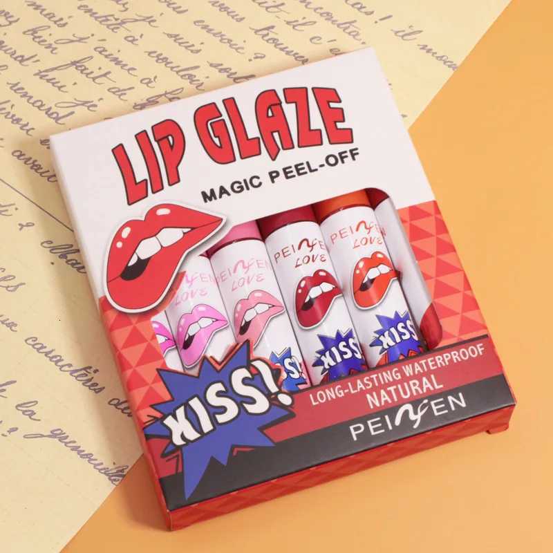 6 Colors Tattoo Magic Color Lip Stain Lip Tint Long Lasting Waterproof Lipstick Sets for Women Peel Off Colored Matte Sexy ColorXJ250724