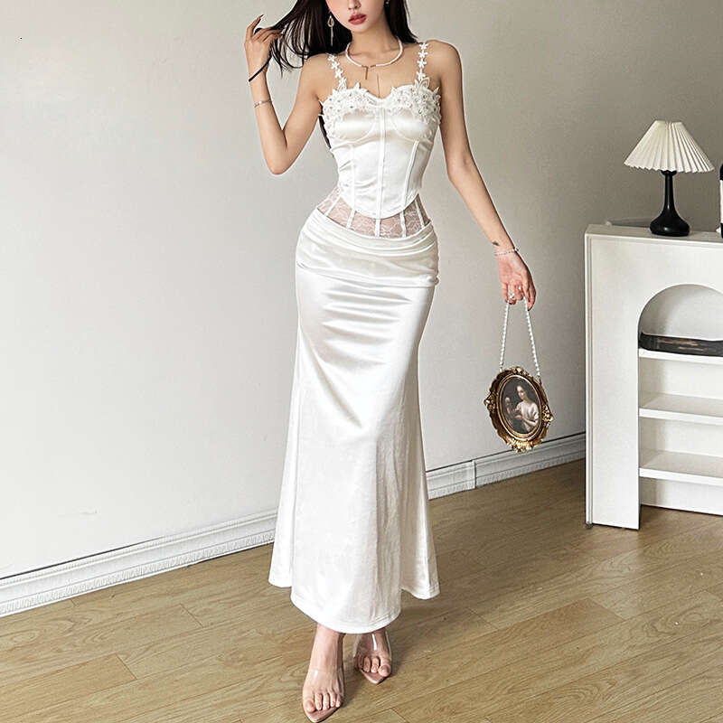 2024 Spring New Women's Solid Color Slim Fit Camisole Fashion High Waist Skirt Set 803
