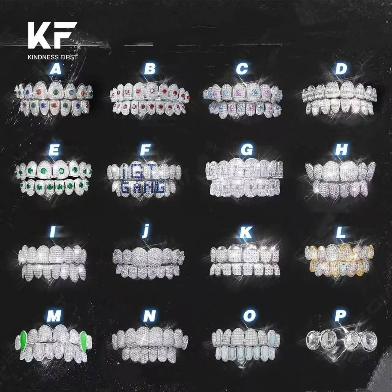 Custom VVS Moissanite S925 Silver Teeth Grillz Silver Diamond Bling Tooth Grills for Men Women High-End Jewelry Pass Test 8 on 8