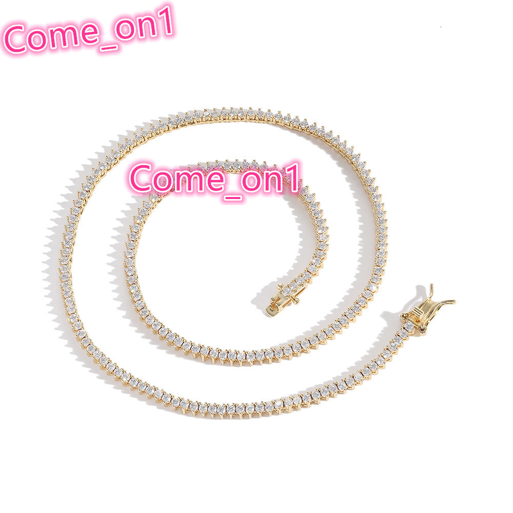 Hot Selling Fashion 2mm Cz Prong Setting Brass 1 Row Tennis Chain Necklace