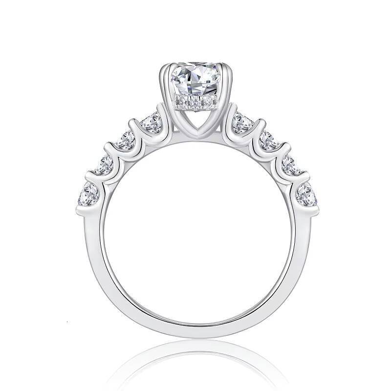 4.88CTW Moissanite Ring Oval Cut with Side Moissanite Accents 18K Gold Plated 925 Sterling Silver Engagement Wedding Gift