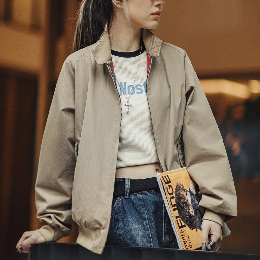 Maden Vintage Jacket for Women Stand Up Collar Workwear Coat Spring and Autumn Baseball Jackets Unisex Clothing 250725