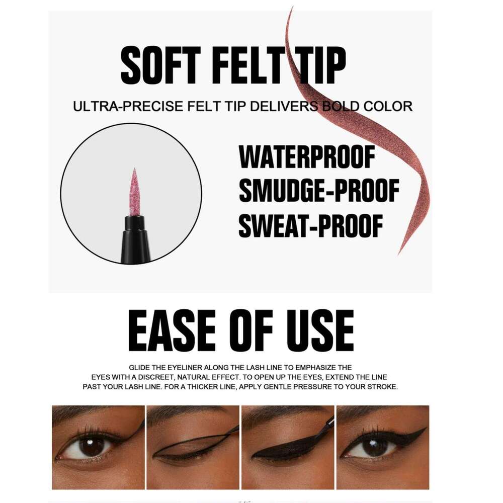 Waterproof Glitter Luster Liquid Eyeliner Pencil Long Lasting ple Pink Blue Metallic Eye Liner Pen Cosmetic Makeup for Eyes X250725 X