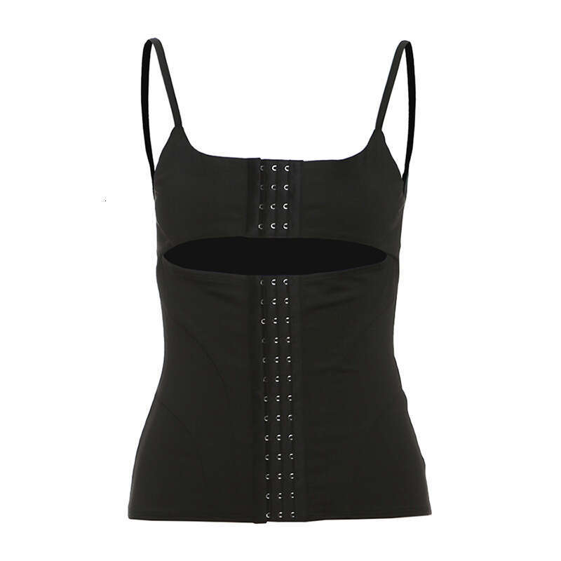 2025 Women's Summer New Solid Color Sexy Strap Hollow Waist Slim Vest for Women 07a