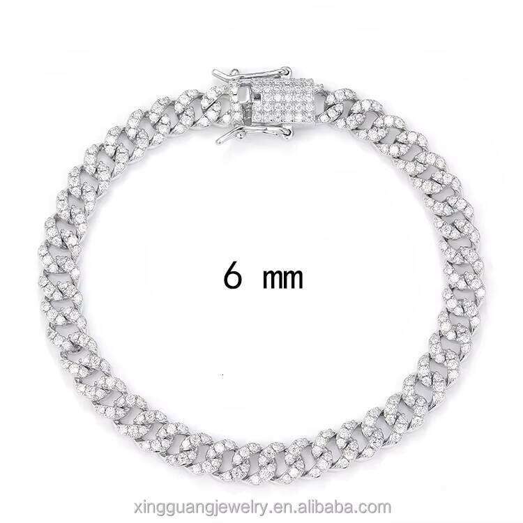 Pass Dia Tester 6mm Cuban Chain Bracelet for Men Iced Out Sier Plated Gold Vvs Moissanite Bracelets