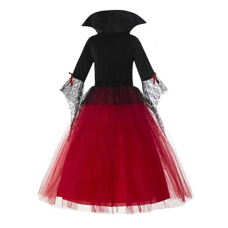 Girls Cosplay Halloween Vampire Devil Dress For Kids Ghost Bride Gothic Costume Vampiran Carnival Outfits Black Red Mesh Clothes Z250725