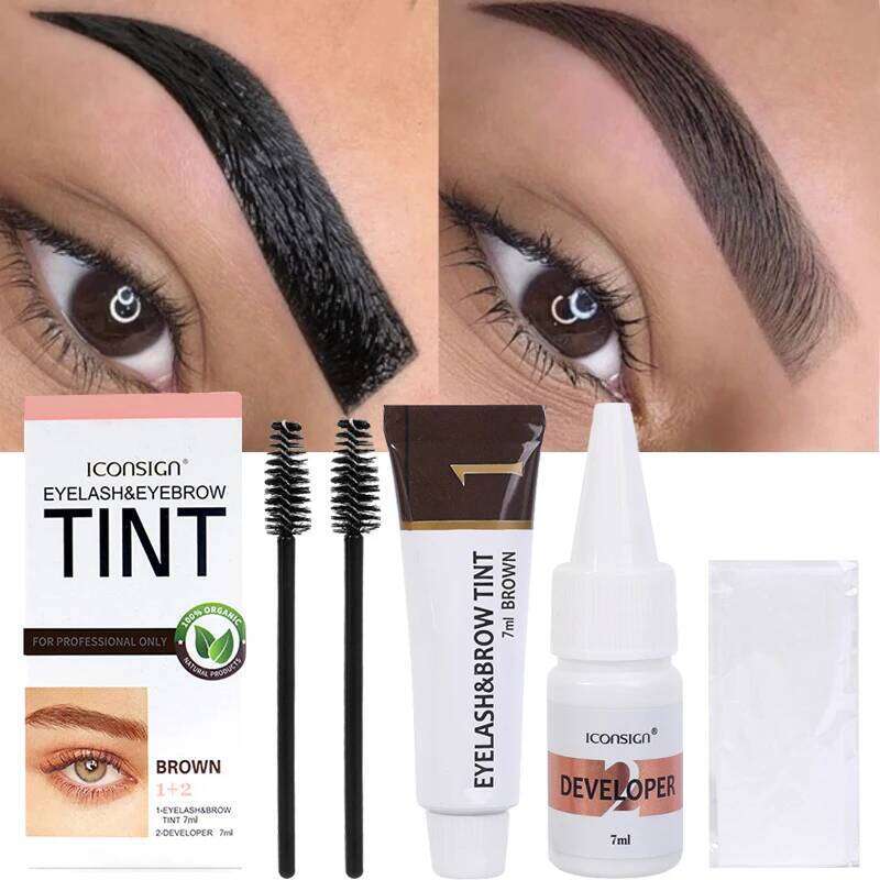 Semi Permanent Eyelash Tint Kit 2 in 1 Waterproof Fast Dye Brow Enhance Long Lasting Black Brown Eyebrow Cosmetics X250725