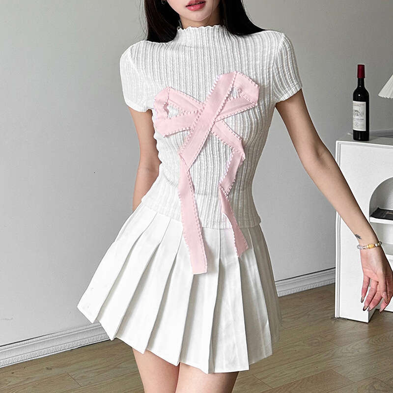 2024 Spring New Women's Solid Color Slim Fit Fashion Round Neck Regular Shoulder Short Sleeve Top adb