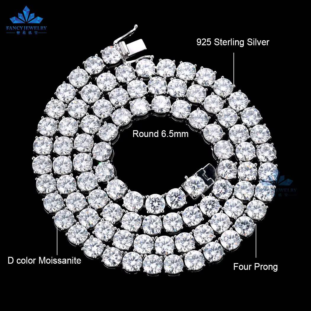 RTS 2025 Fine Silver Jewelry 3mm 4mm 5mm VVS Moissanite Diamond Tennis Chain Bracelet and Necklace for Men and Women