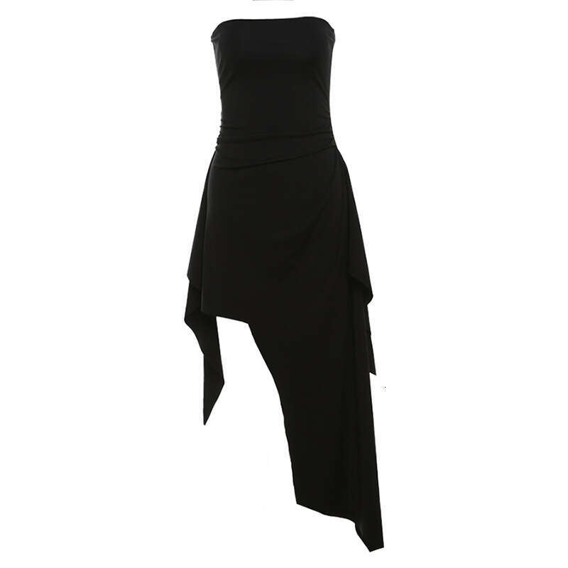 2024 Spring New Women's Solid Color Slim Street Fashion Off-Shoulder Tube Dress 00a