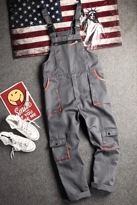 Bib Overall Casual Worker Clothing Plus Size Sleeveless Pants Protective Coverall Strap Jumpsuit Fly Pocket Uniform Dungaree 250725