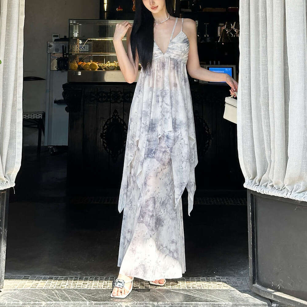 2025 Summer New Deep V Sexy Slimming Backless Top High Waist Slim Skirt for Women b3a