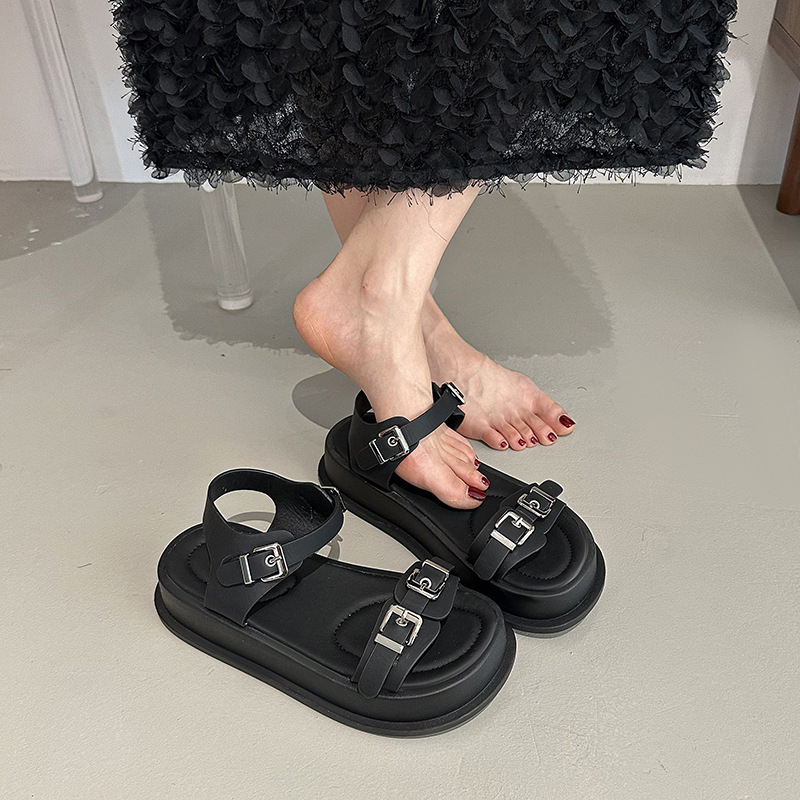 Ddmysports Elegant Versatile Sandals For Women New Summer Outdoor High End One Strap Platform Thick Soled Beach Roman Shoes Outdoor Shoes