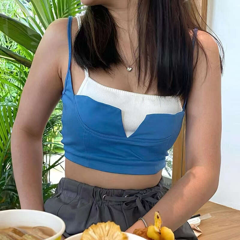 2023 Summer New Women's Solid Color Slim Street Fashion Strap Sexy Backless Tank Top fac