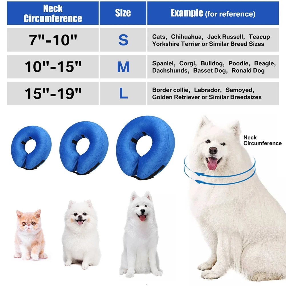 Dog Collar After Surgery Protective Inflatable Soft Blow Up Collar For Pet Recovery for Small Medium Large Dogs Cats Drink Eat 250716