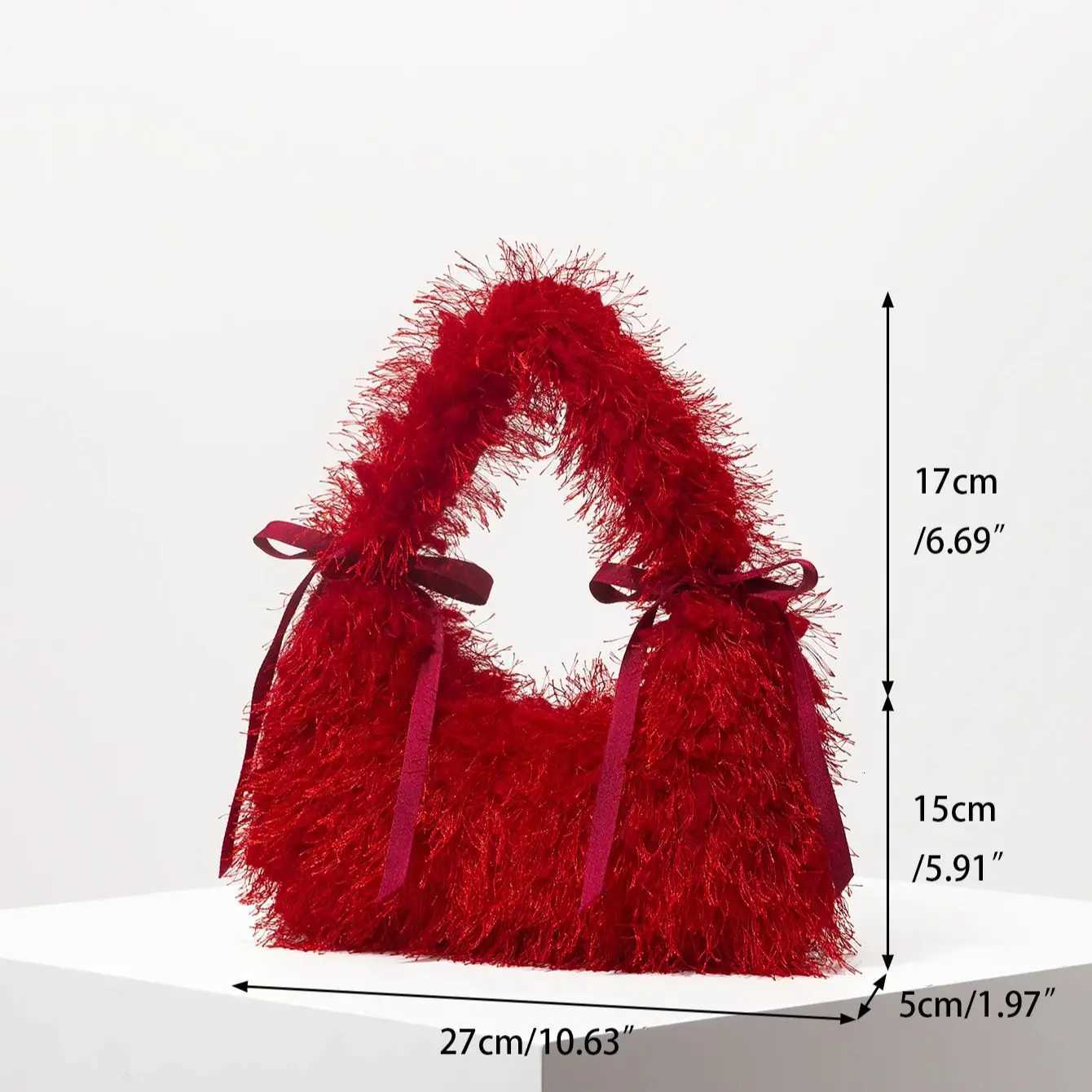 2K Style Wen Shoulder Bags Ribbon Bag Burgundy Bag Cute Charm Cluh Hobo Handbag Shoulder Travel Purse for Girl Y250725