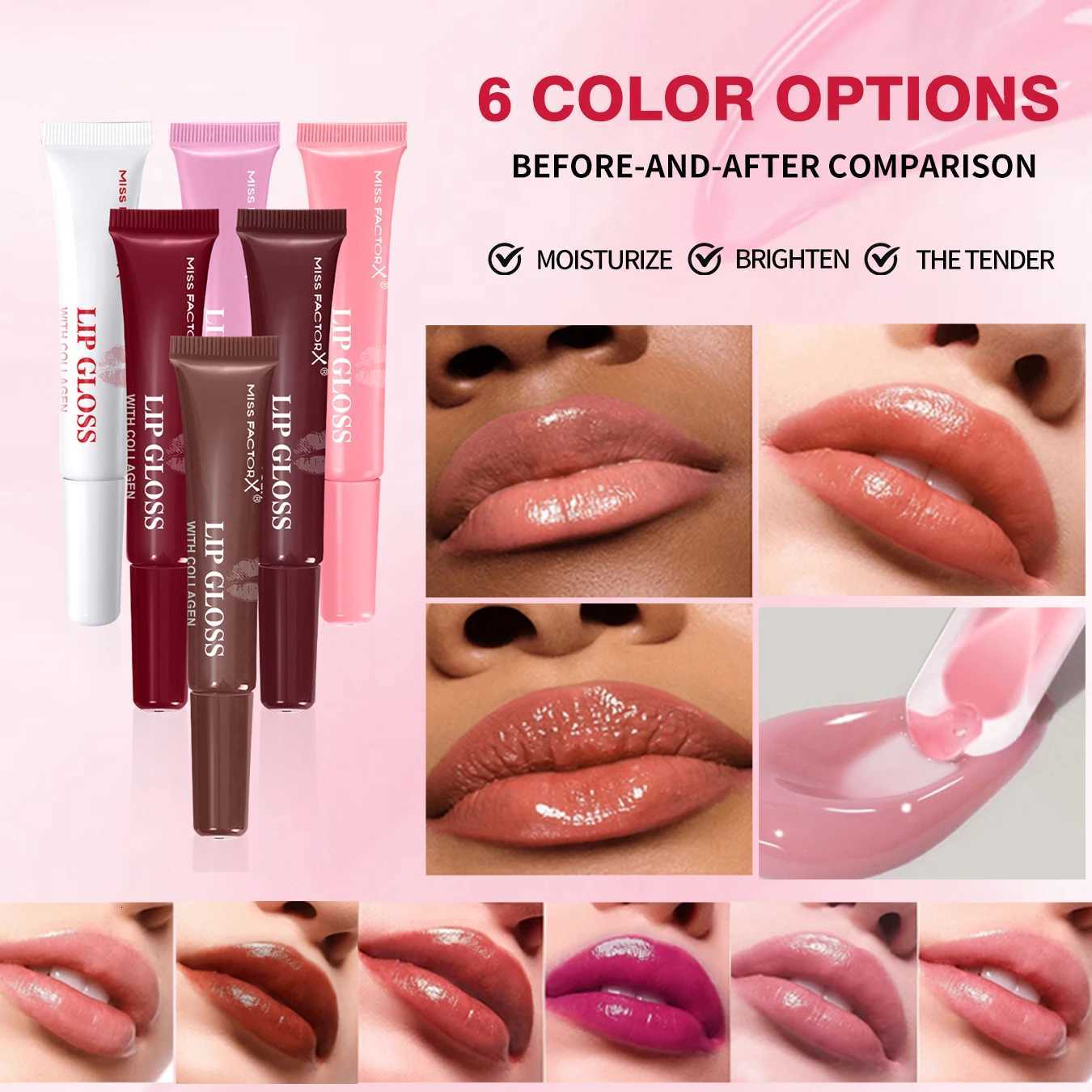 6pcs/box 6-color lip gloss set Unique gift set Long-lasting moisturizing Glossy lip color Valentines Day gift Thanksgiving giftXJ250724
