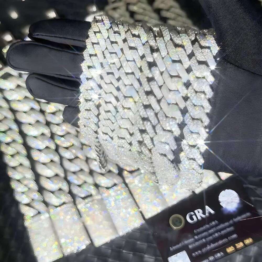 Designer necklace VVS diameter 2 rows 8 10 12 15 mm S Sier GRA Moissanite Necklace Men's Hip Hop Cuban Chain Fashion Jewelry Free shipping