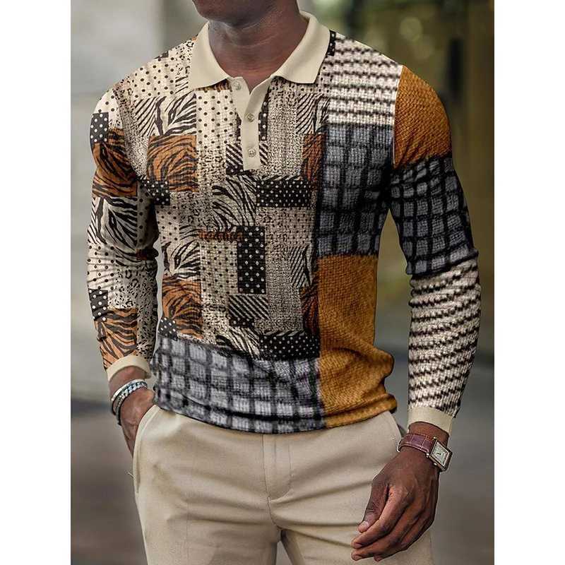 European And American Mens High-quality Long Sleeved Polo Shirt Hot Selling Long Sleeve Digital Printing Tops XJ250725
