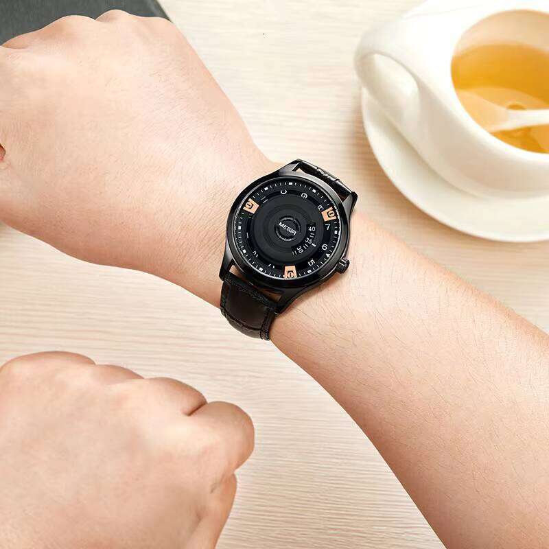 Premium Casual Chronograph by MEGR: Sleek Black Edition Wristwatch Combining Elegance with Functional Design Elements