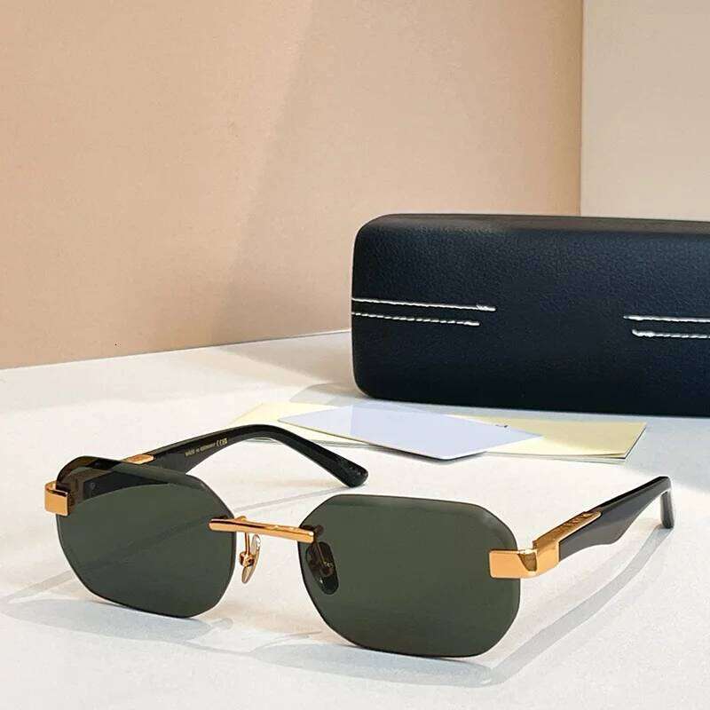 Men's Light Tortoise Gold Boundless Sunglasses 2025 Trendy Original Hand Craft Rimless Acetate Solar Glasses for Male