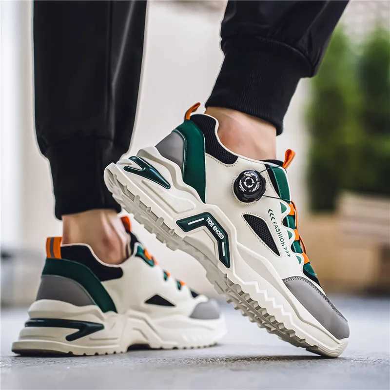 Mens Korean Rotating Buckle Fi Casual Sports Shoes Four Seas Soft Soled N Slip Outdoor Running Shoes Student Sneakers XJ250725