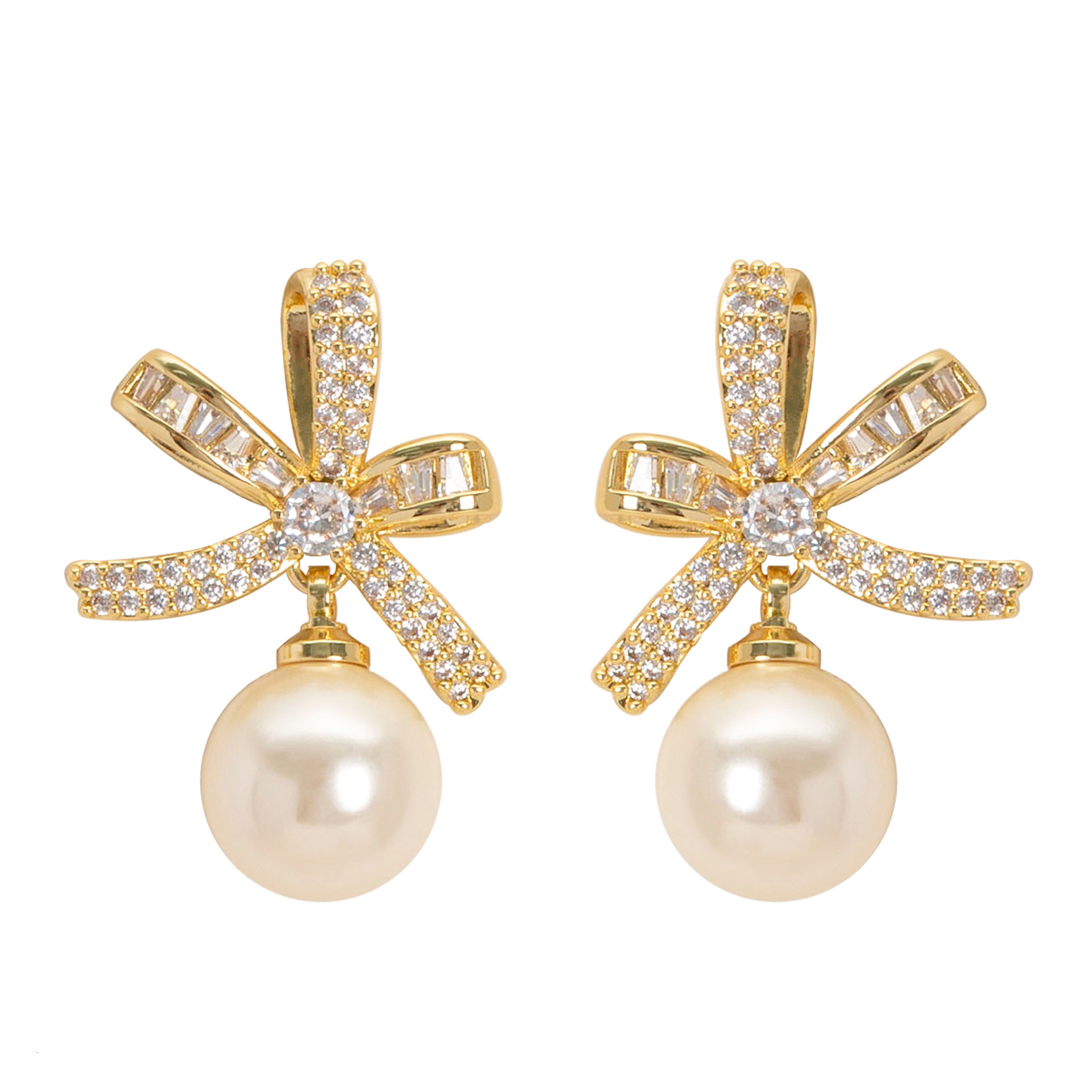 French Elegant Exquisite Style Full Zircon Butterfly Pearl Earrings for Women High-end Sier Needle Ear Jewelry