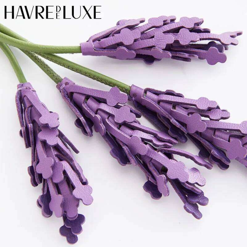 Lavender Leather Charm Purple Flower Keychain Pendant Decoration High Girl Gift Bag Accessories