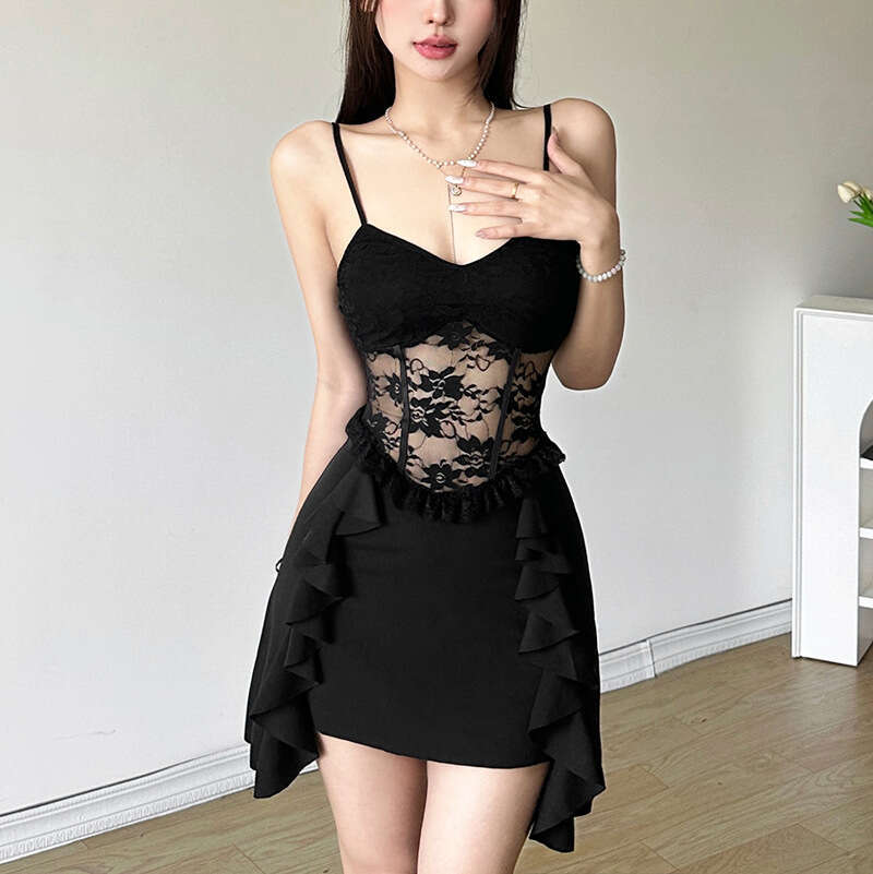 2024 Summer New Women's Solid Color Slim Street Fashion High Waist Strap Backless Dress 2f9