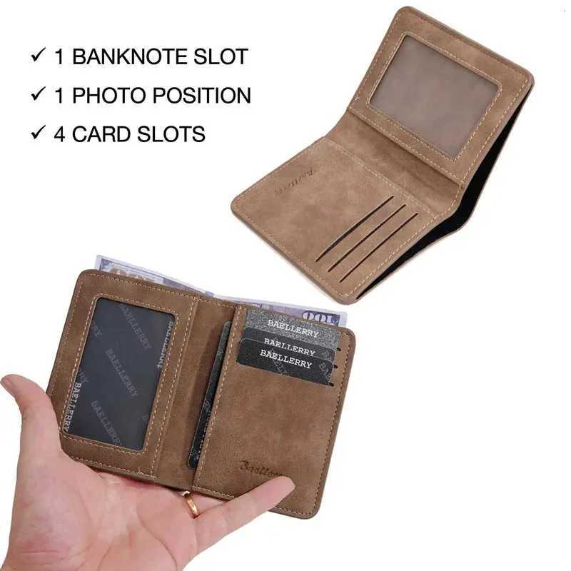 Thin matte leather multifunctional double fold mens short wallet card drivers license card holder casual Z250725