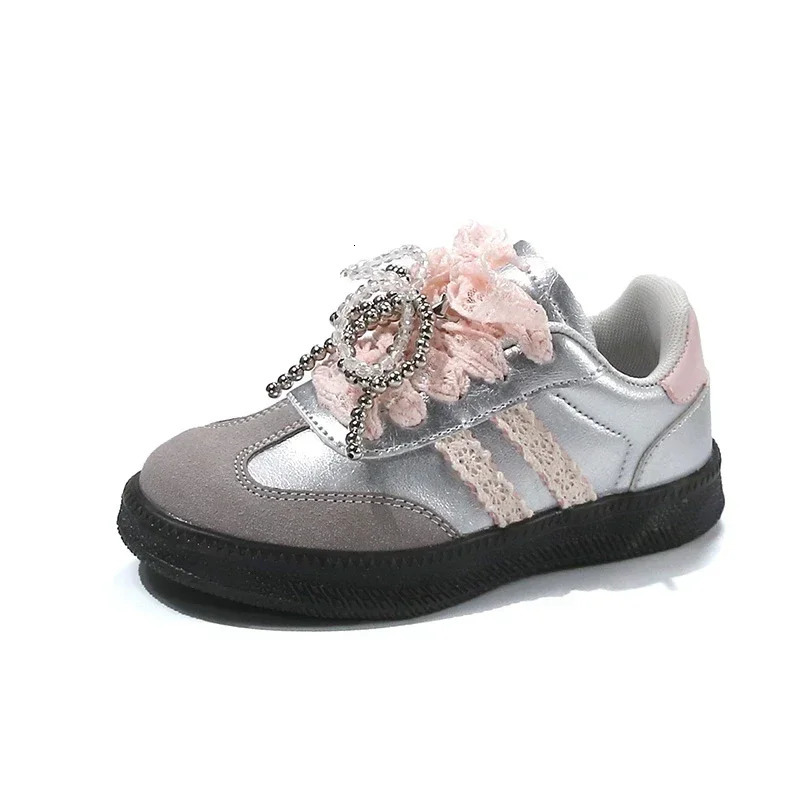 Girls Sports Shoes Mesh Lace Bow Kids Casual Princess Style Ins Trendy Children Running Fashion Soft Sole 250725
