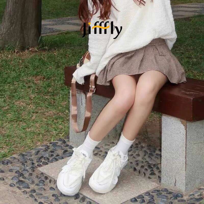 Jifffly Dad Sneakers Women's Autumn/Winter Collection - Classic White Vintage Style Couples' Athletic Shoes