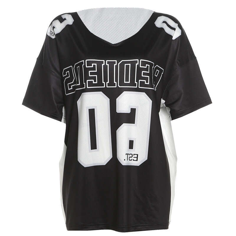 2024 Women's Summer New Fashion Letter Print Asymmetric Neck Short Sleeve Loose T-Shirt d2d